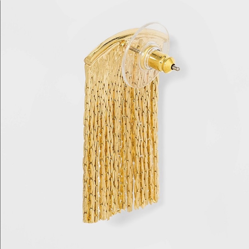 A  New Day Gold Waterfall Chain Herringbone Fringe Earrings NWT - Picture 6 of 12